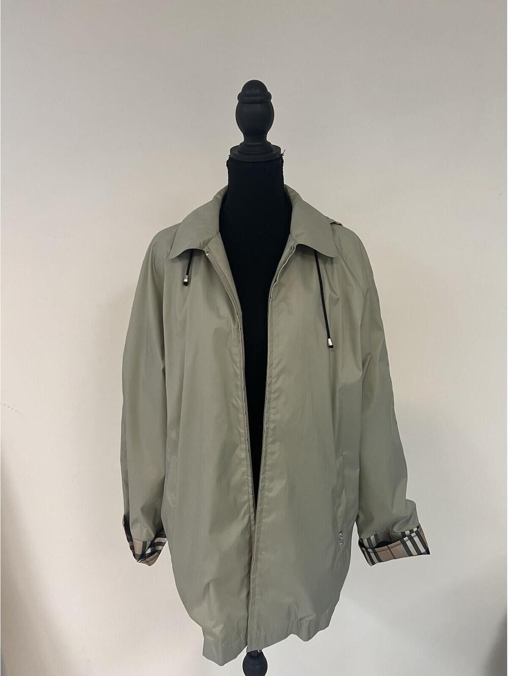 Burberry London Men’s Nova Check Hooded Windbreaker Rain Jacket Green M - L